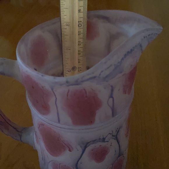 VINTAGE 1970’s Frosted Art Glass Pitcher & 3 Glasses - Picture 10 of 11
